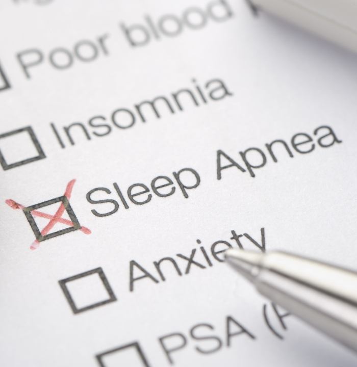 Box for sleep apnea checked on a medical form