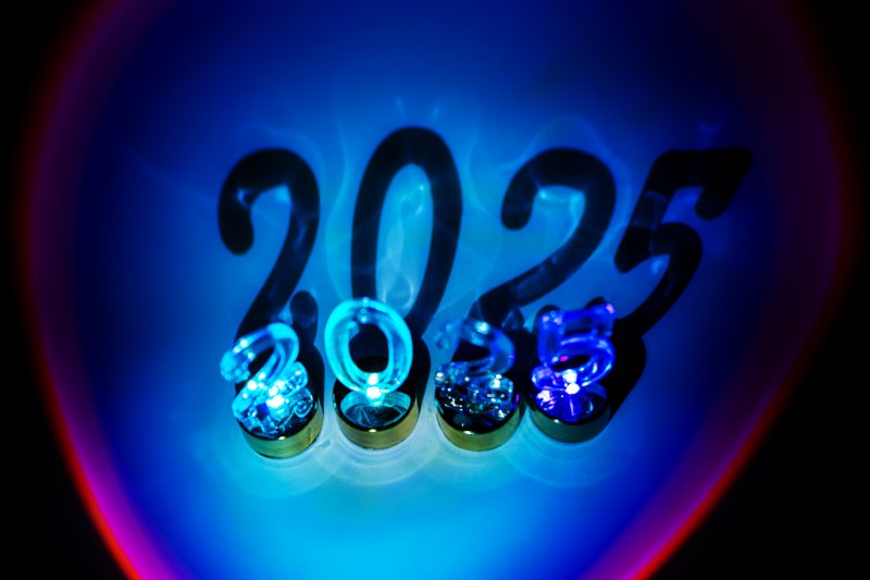 Numbers illustrating the year 2025 against a blue background